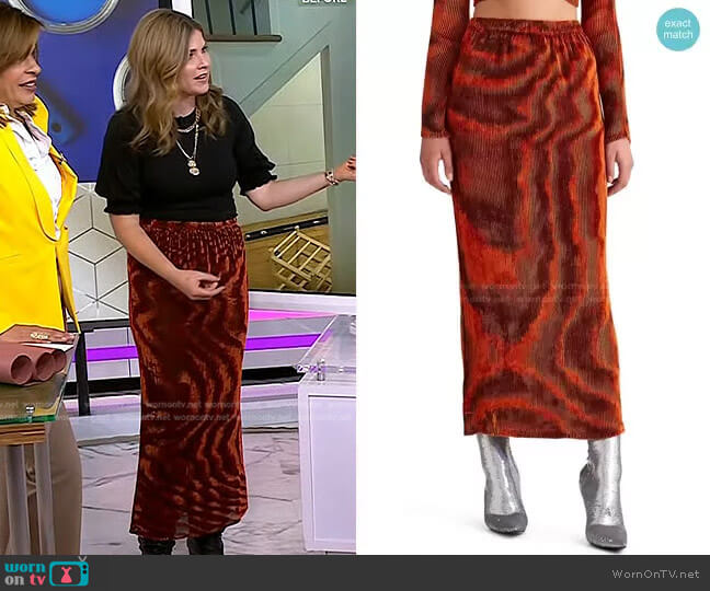 Jay Print Maxi Skirt by Ronny Kobo worn by Jenna Bush Hager on Today