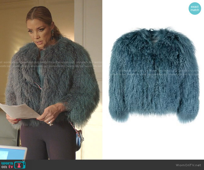 Cropped Lamb Fur Jacket by Jil Sander worn by Dominique Deveraux (Michael Michele) on Dynasty