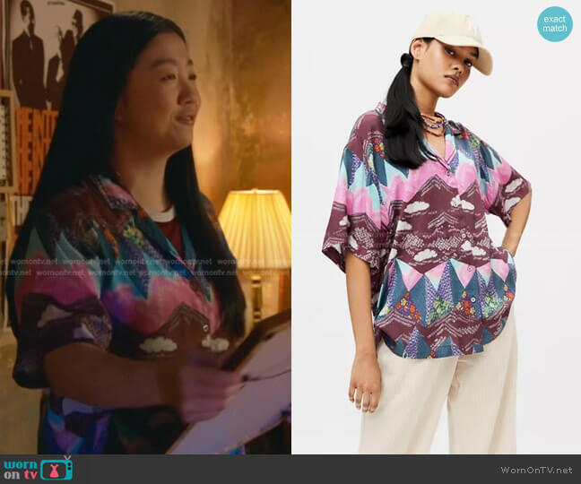 Ashton Patchwork Souvenir Shirt by Kimchi Blue worn by Alice Kwan (Sherry Cola) on Good Trouble