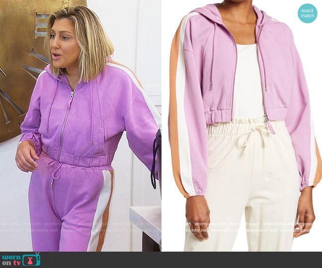 Big League Colorblock Crop Jacket by L*Space worn by Gina Kirschenheiter  on The Real Housewives of Orange County