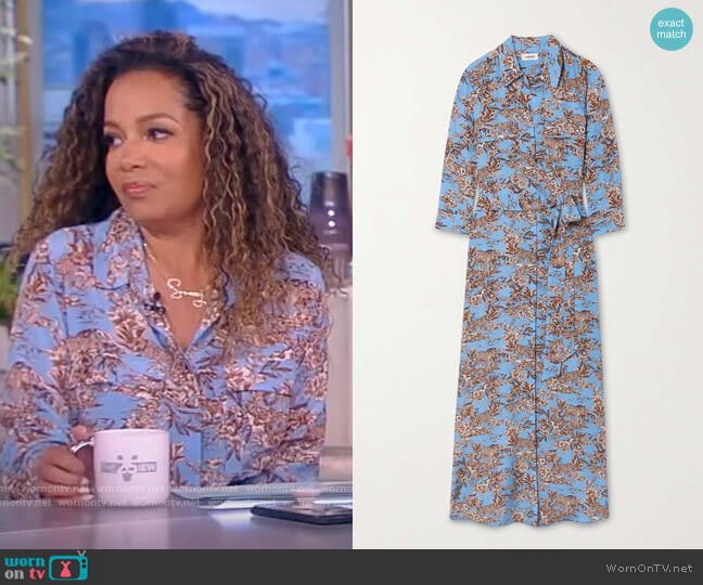 Cameron printed silk crepe de chine maxi shirt dress by L'Agence worn by Sunny Hostin on The View