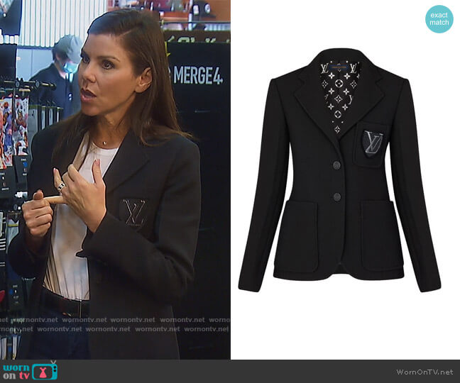WornOnTV: Heather's black embroidered LV patch blazer on The Real