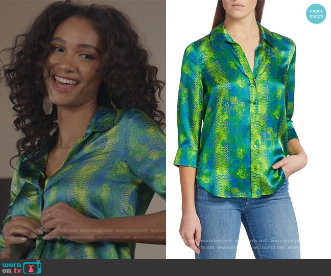 WornOnTV: Layla’s satin snakeskin print blouse on All American | Greta ...