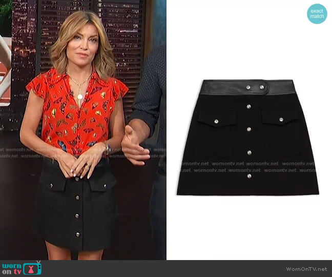 Leather Waist Wool Skirt by The Kooples worn by Kit Hoover  on Access Hollywood