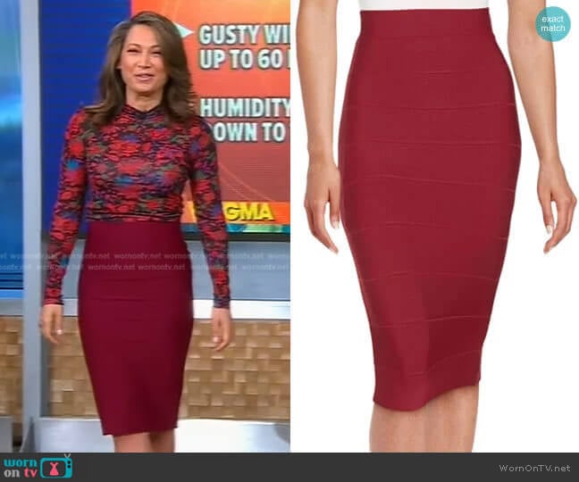 Leger Skirt by Bcbgmaxazria worn by Ginger Zee on Good Morning America