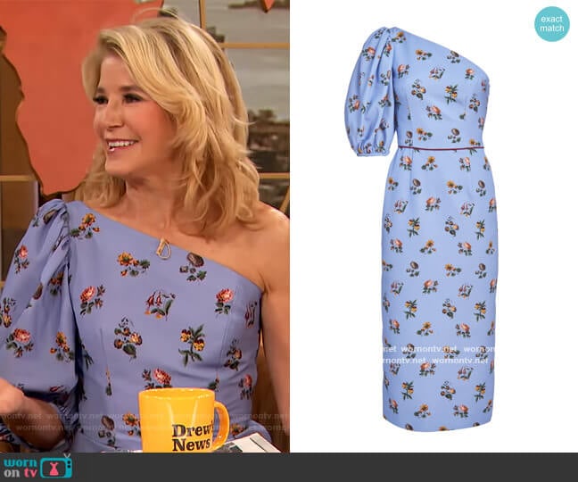 Laurel One Shoulder Dress by Markarian worn by Candace Bushnell on The Drew Barrymore Show