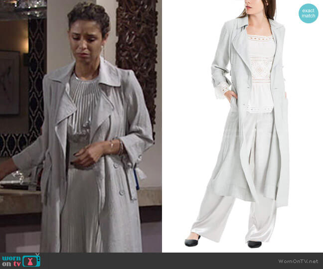 Tie Sleeve Duster Jacket by Max Studio worn by Elena Dawson (Brytni Sarpy) on The Young and the Restless