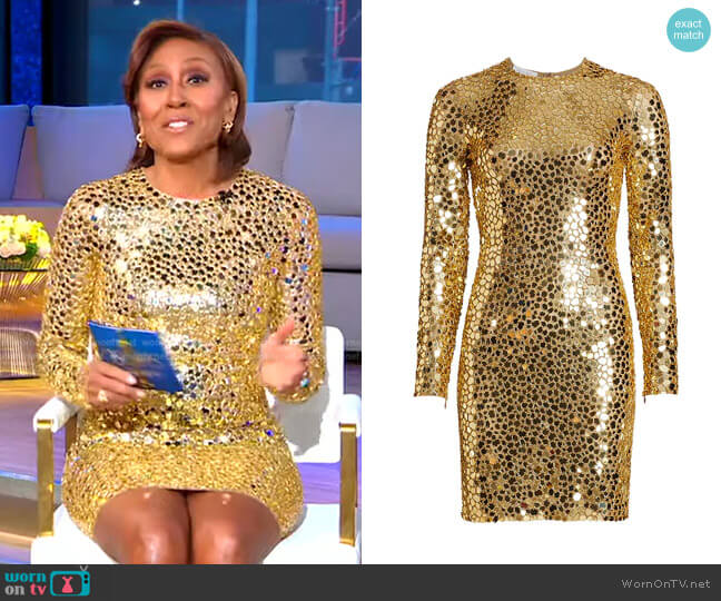 Mirror Embroidery Mini-Dress by Michael Kors Collection worn by Robin Roberts on Good Morning America