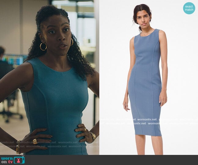 Stretch Wool Boucle Sheath Dress by Michael Kors worn by Kate Sacker (Condola Rashad) on Billions