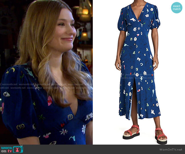 WornOnTV: Allie’s blue print v-neck dress on Days of our Lives ...