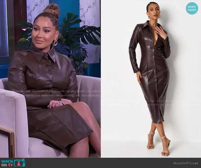WornOnTV: Adrienne’s brown leather shirtdress on The Real | Adrienne ...