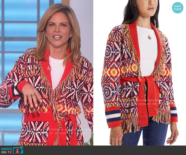 Belted Short Cardigan by Mother worn by Natalie Morales  on The Talk