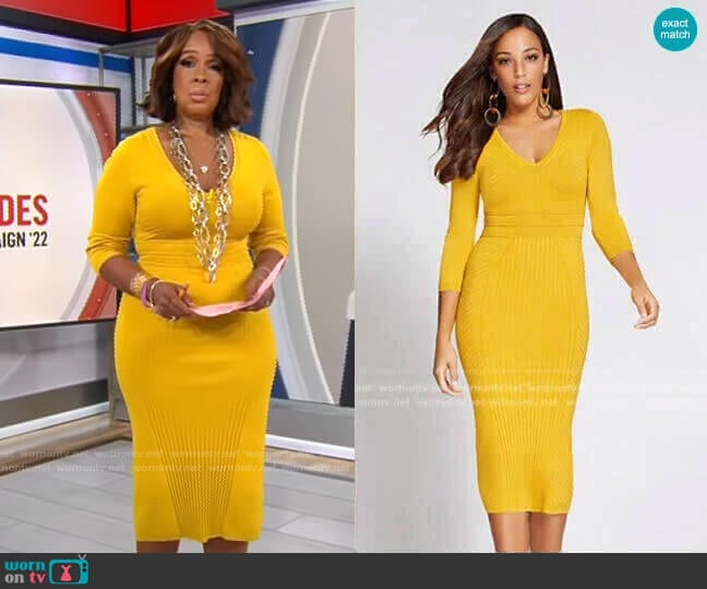 New York & Company V-Neck Sweater Dress - Gabrielle Union Collection worn by Gayle King on CBS Mornings