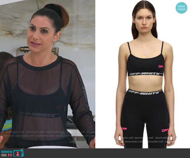 Logo Techno Jersey Crop Top by Off-White worn by Jennifer Aydin  on The Real Housewives of New Jersey