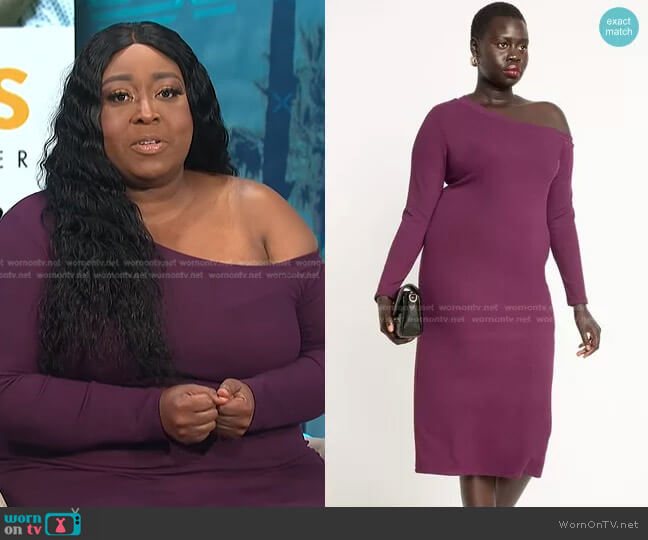 One Shoulder Fitted Dress by Eloquii worn by Loni Love  on E! News