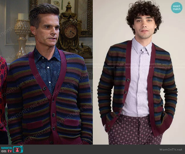 Opolo Cardigan by Mr Turk worn by Leo Stark (Greg Rikaart) on Days of our Lives