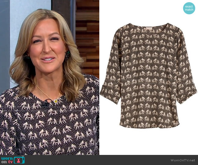 Pixley Ellie Printed Blouse by Stitch Fix worn by Lara Spencer  on Good Morning America