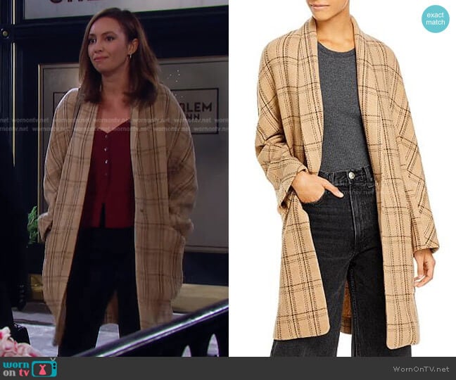 Plaid Collarless Coat by Vince worn by Gwen Rizczech (Emily O'Brien) on Days of our Lives