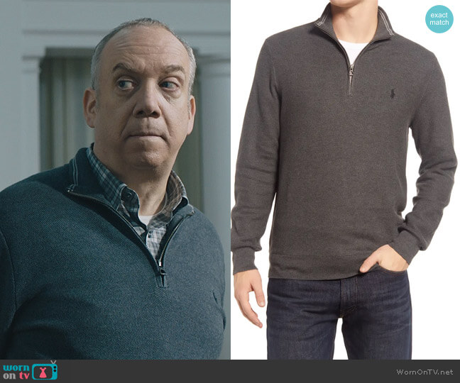 Pique Quarter Zip Pullover by Polo Ralph Lauren worn by Paul Giamatti on Billions