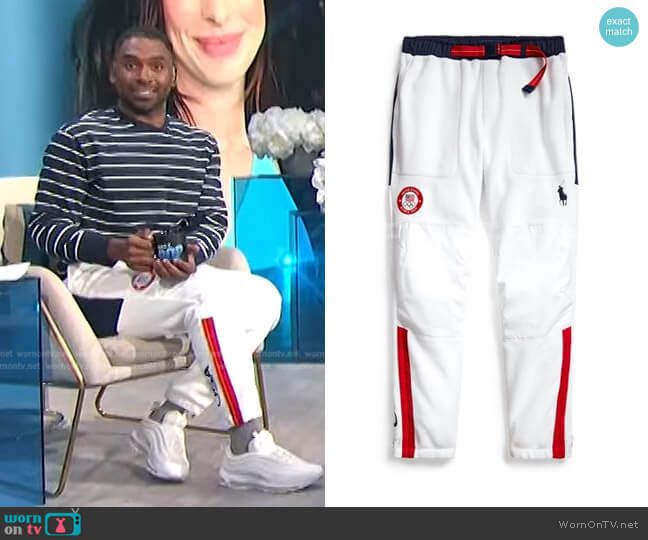 Team USA Closing Ceremony Pant by Ralph Lauren worn by Justin Sylvester on E! News