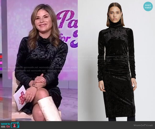 Velvet Jersey Turtleneck Dress by Proenza Schouler worn by Jenna Bush Hager on Today