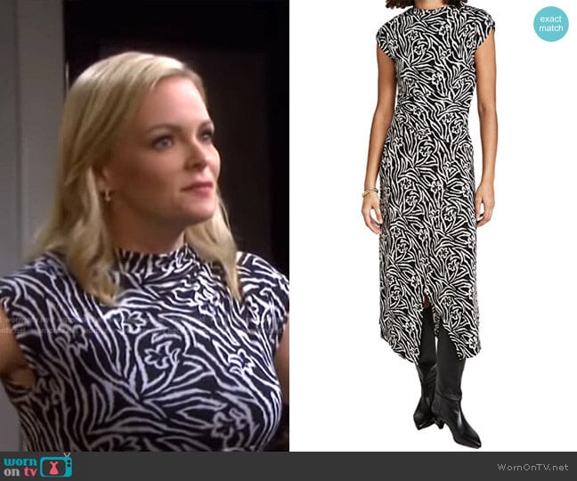 Sleeveless Zebra Lily Dress by Rebecca Taylor worn by Belle Brady (Martha Madison) on Days of our Lives