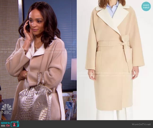 Reversible Wool Coat by Weekend Max Mara worn by Lani Price (Sal Stowers) on Days of our Lives