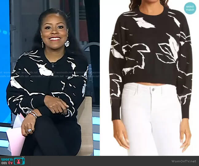 Ruthii Floral Crop Sweater by Ted Baker worn by Sheinelle Jones  on Today