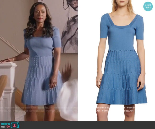 Vanessa’s blue flare dress on The Kings of Napa