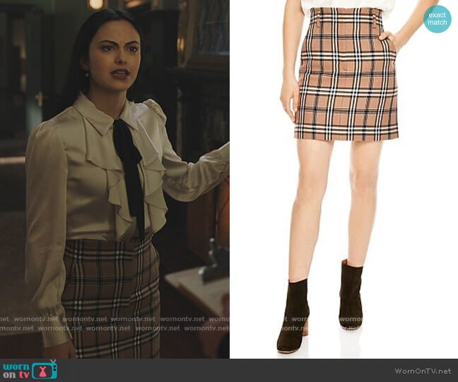 Sunset Plaid A-Line Skirt by Sandro worn by Veronica Lodge (Camila Mendes) on Riverdale