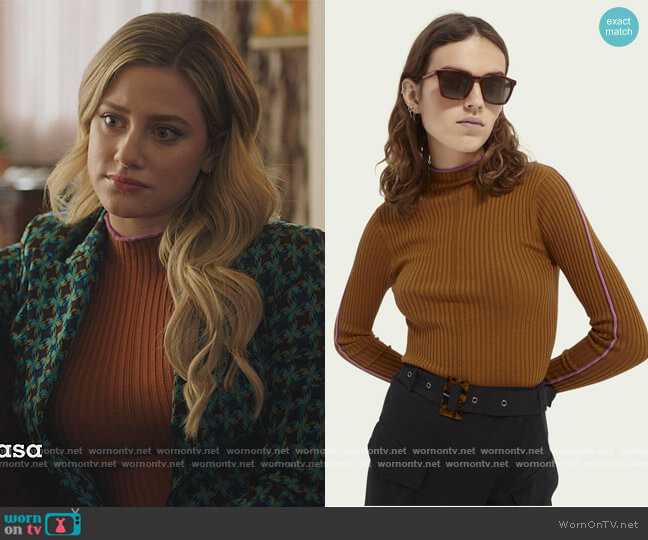 Contrast Piping Knitted Sweater by Scotch and Soda worn by Betty Cooper (Lili Reinhart) on Riverdale