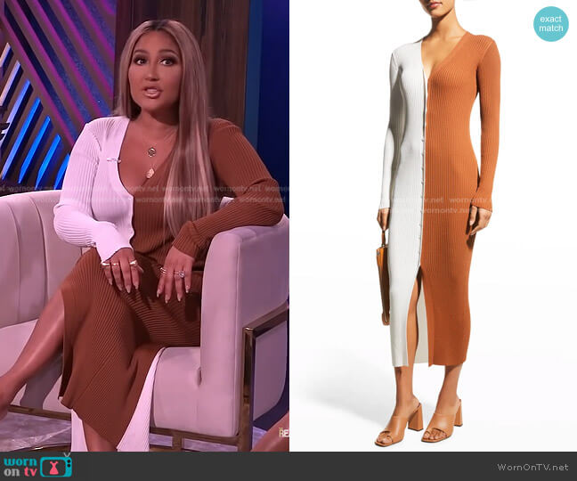 Shoko Dress by Staud worn by Adrienne Houghton on The Real