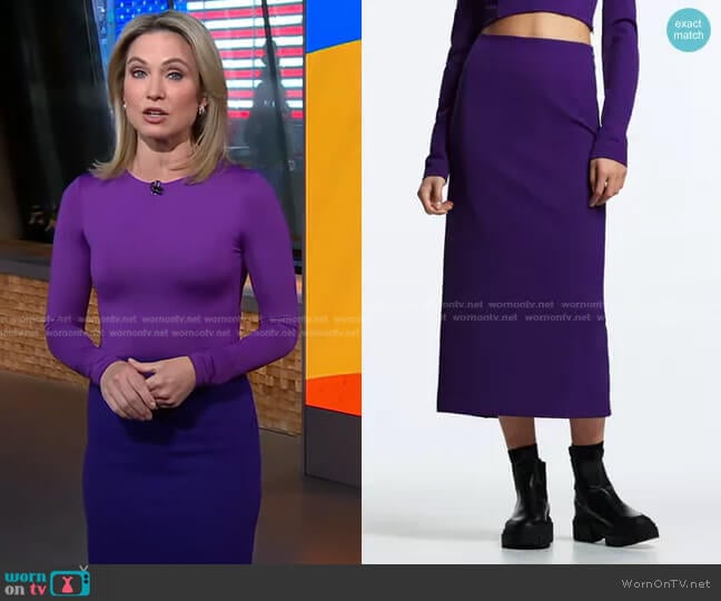 Slit Tube Skirt by Zara worn by Amy Robach on Good Morning America