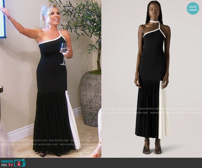 Viscose Knit Bi-Color Pleated Dress by St. John worn by Dr. Jen Armstrong on The Real Housewives of Orange County