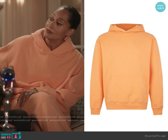 Eco logo-embroidered hoodie by Stadium Goods worn by Rainbow Johnson (Tracee Ellis Ross) on Black-ish