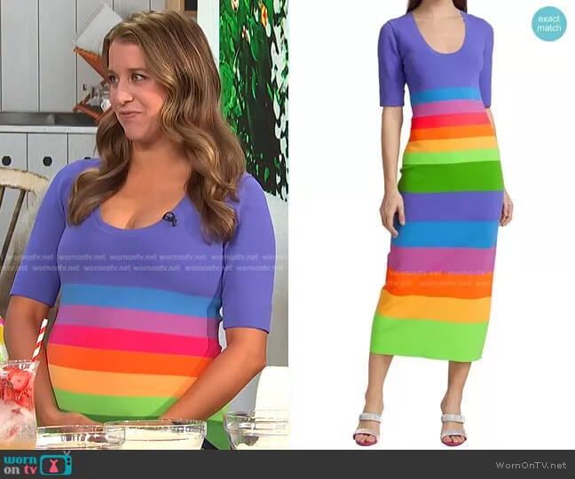 Striped Colorblock Midi-Dress by Christopher John Rogers worn by Kelly Senyei on E! News Daily Pop