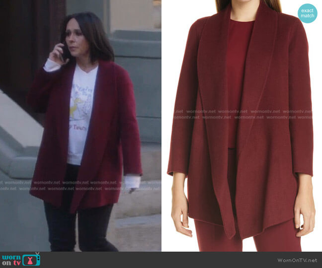 Clairene Luxe Shawl Collar Coat by Theory worn by Maddie Kendall (Jennifer Love Hewitt) on 9-1-1