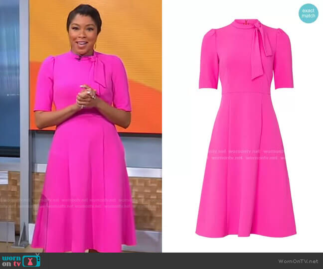 Tie Neck Dress by Donna Morgan worn by Alicia Quarles on Good Morning America