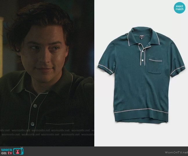 Italian Cotton Silk Tipped Ribbed Polo by Todd Snyder worn by Jughead Jones (Cole Sprouse) on Riverdale