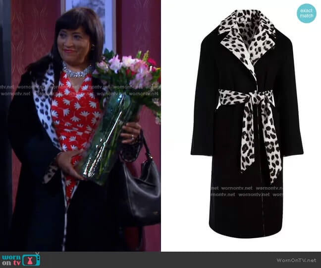 Tomiko Reversible Belted Coat by Alice + Olivia worn by Paulina Price (Jackée Harry) on Days of our Lives