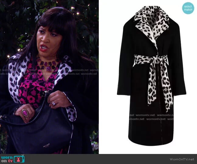 Tomiko Reversible Belted Coat by Alice + Olivia worn by Paulina Price (Jackée Harry) on Days of our Lives