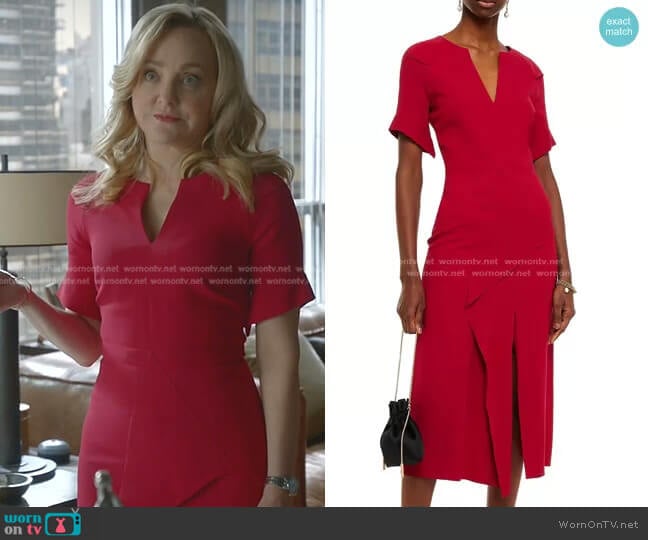 Tresta Draped Stretch-Crepe Midi Dress by Roland Mouret worn by Marissa Morgan (Geneva Carr) on Bull