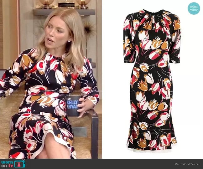 WornOnTV: Kelly's black tulip print dress on Live with Kelly and Ryan |  Kelly Ripa | Clothes and Wardrobe from TV