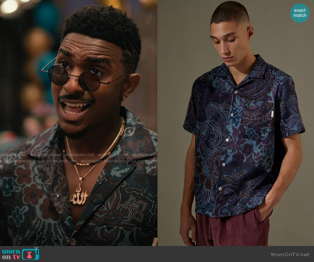 UO Satin Paisley Party Shirt worn by Jazz (Jordan L. Jones) on Bel-Air