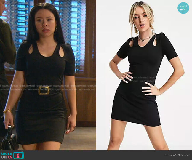 Layered Cut-Out Body-Conscious Mini Dress by Urban Revivo at Asos worn by Mariana Foster (Cierra Ramirez) on Good Trouble