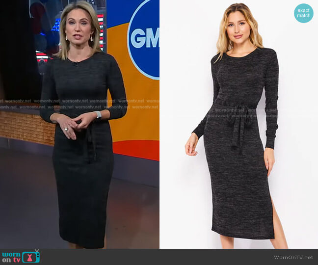 Knit Belted Midi Dress by Velvet Torch worn by Amy Robach  on Good Morning America