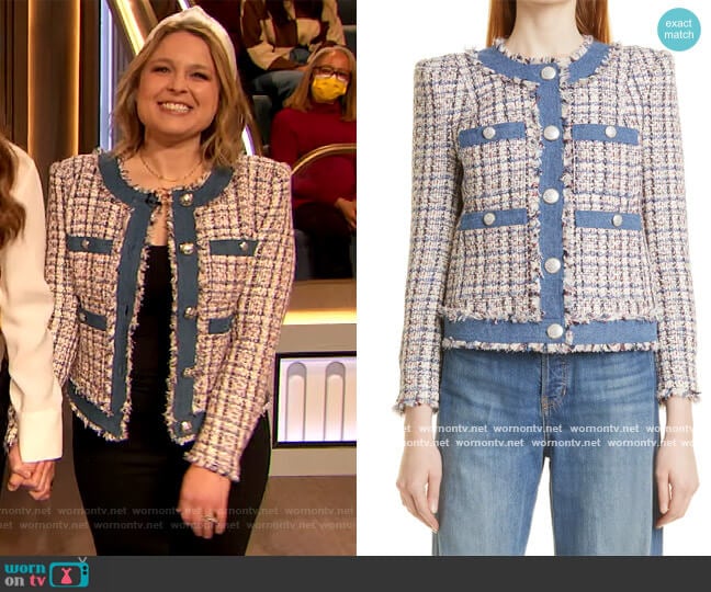 Esten Tweed Jacket by Veronica Beard worn by Joanna Teplin on The Drew Barrymore Show