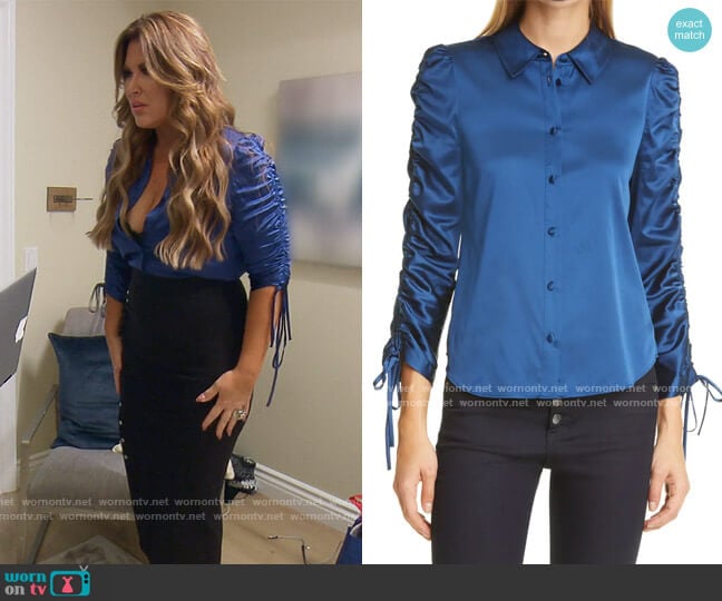 Lillian Blouse by Veronica Beard worn by Emily Simpson on The Real Housewives of Orange County