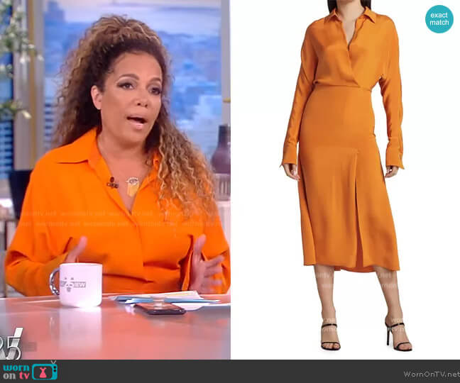 Silk Wrap Front Midi Shirt Dress by Victoria Beckham worn by Sunny Hostin on The View