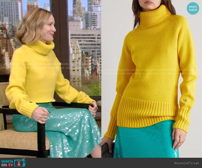 Wool Turtleneck Sweater by Victoria Beckham worn by Leslie Mann on Live with Kelly and Ryan